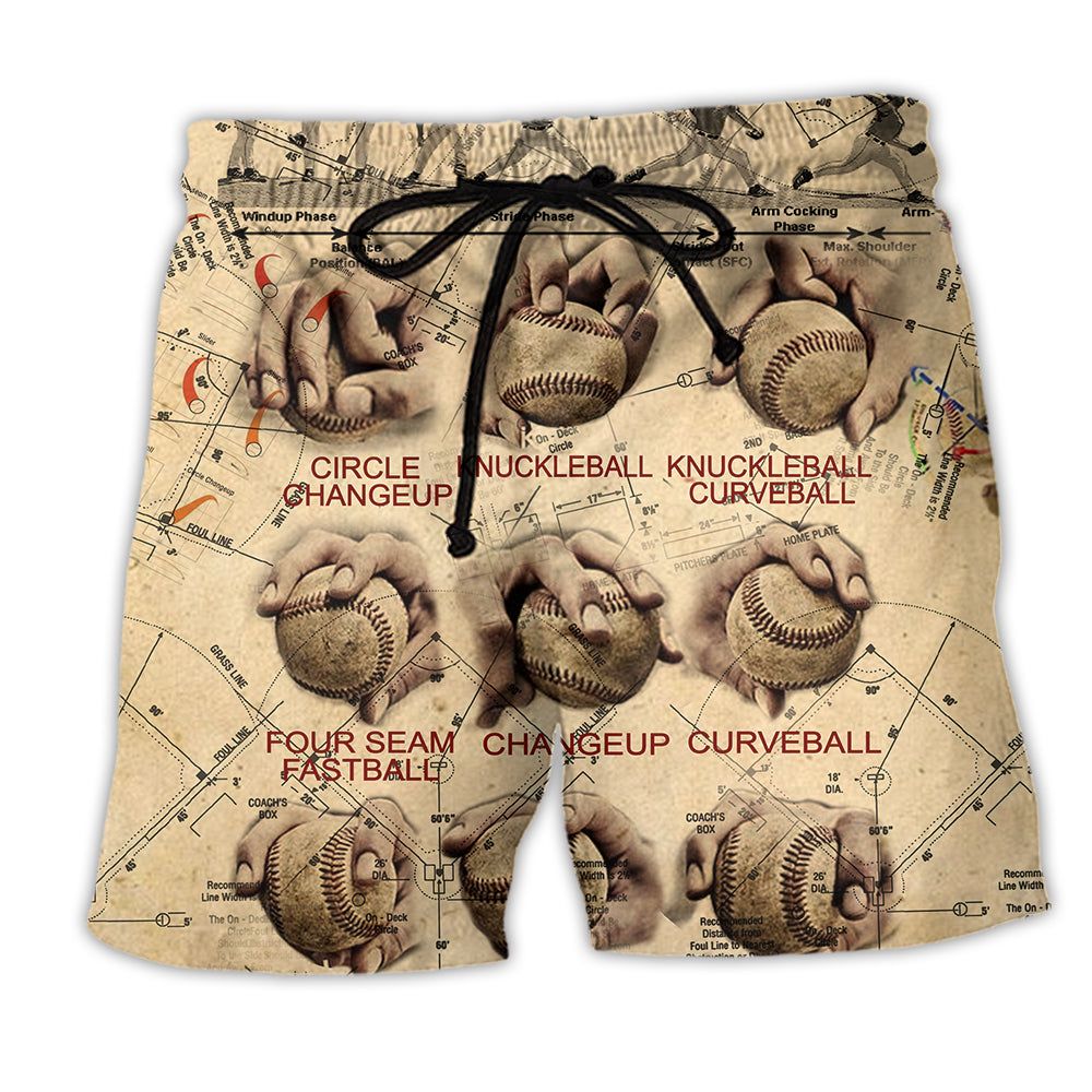 Baseball Pitching Grips Vintage Trendy Aloha Hawaiian Beach Shorts Baseball Pitching Grips Vintage Trendy Aloha Hawaiian Beach Shorts