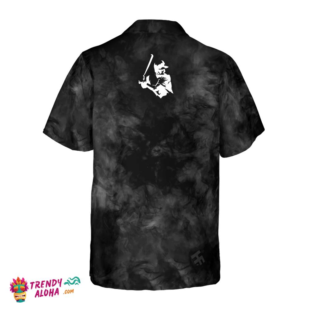 Baseball Player On Smoke Background Hawaiian Shirt