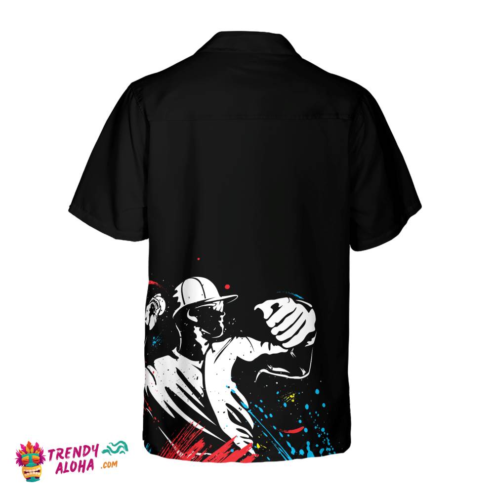 Baseball Players’ Silhouettes On Paintball Pattern Hawaiian Shirt