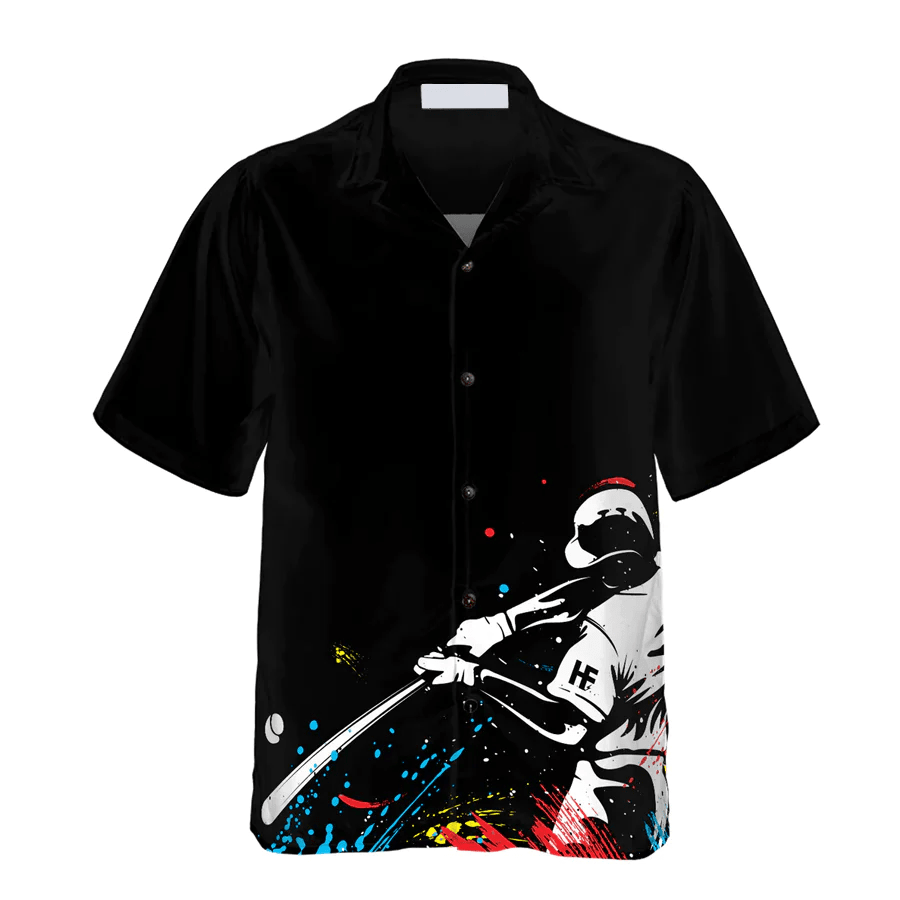 Baseball Players’ Silhouettes On Paintball Pattern Trendy Hawaiian Shirt