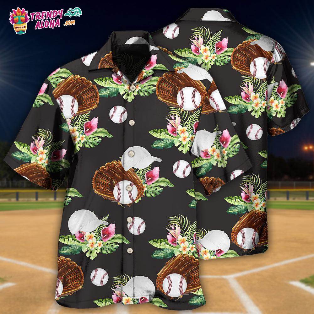 Baseball Tropical Floral Hawaiian Shirt Trendy Aloha Trendy Aloha