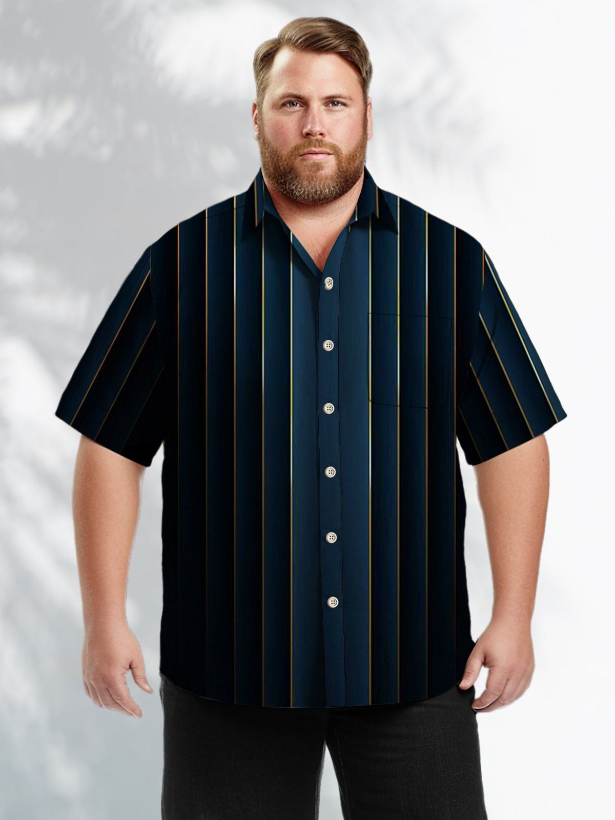 Basic Big & Tall Stripe Hawaiian Shirt