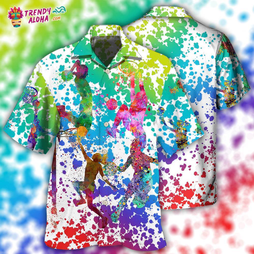 Basketball Colorful Painting Hawaiian Shirt – Trendy Aloha