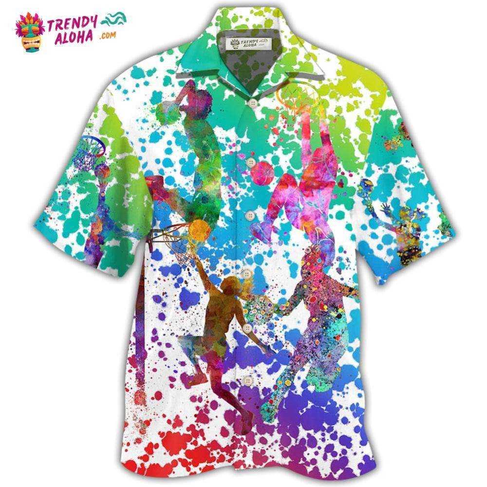 Basketball Colorful Painting Hawaiian Shirt – Trendy Aloha Basketball Colorful Painting Hawaiian Shirt – Trendy Aloha