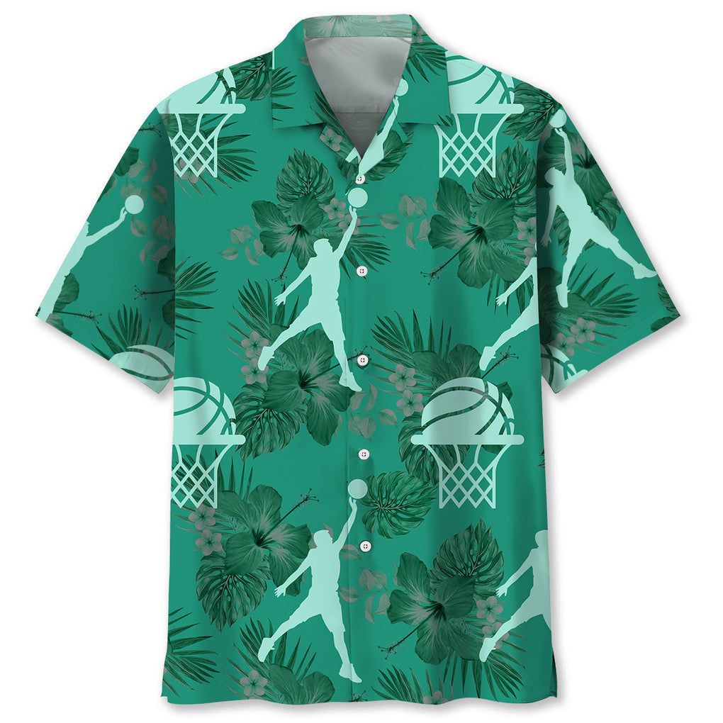 Basketball Kelly Green Trendy Hawaiian Shirt
