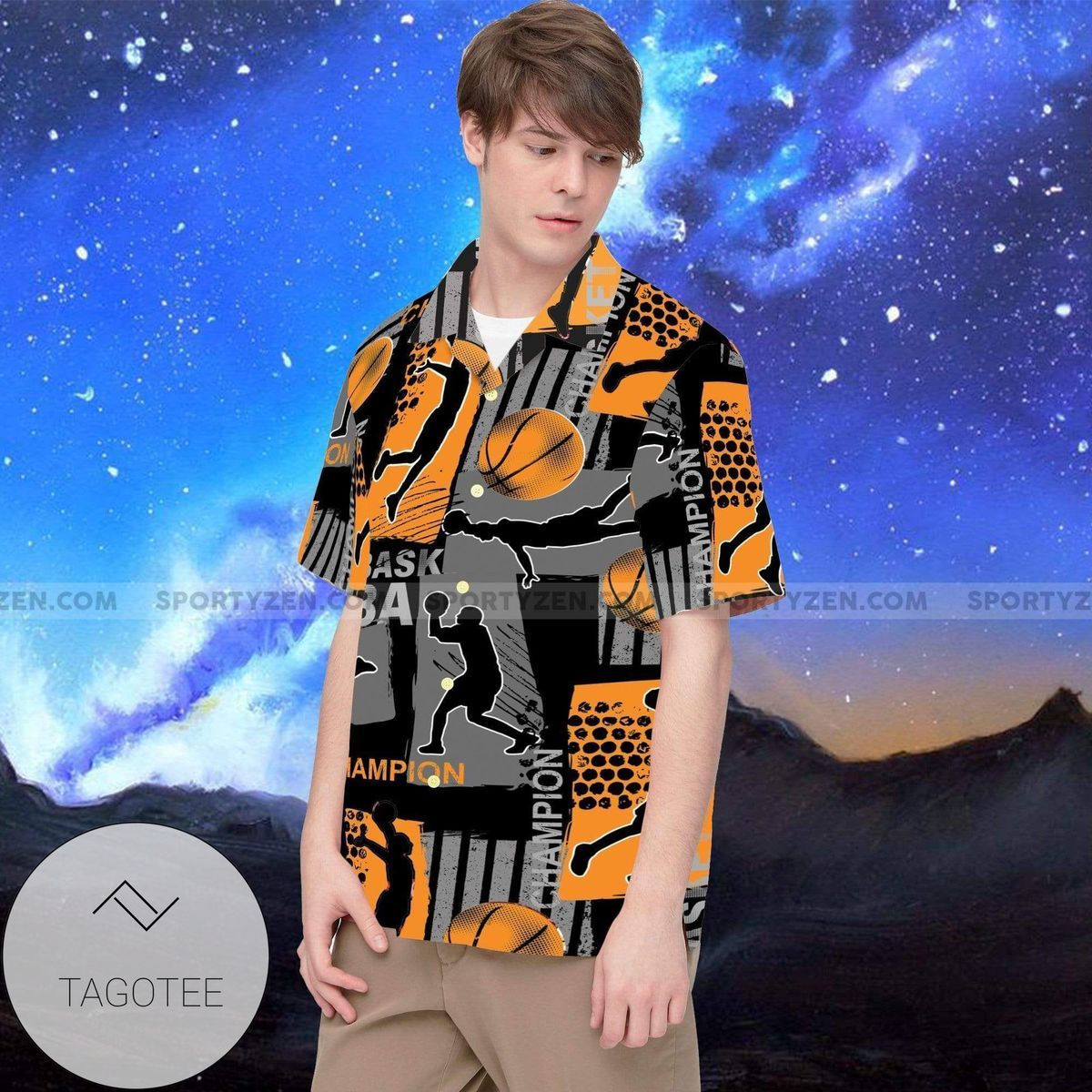 Basketball Player Yellow Theme Design Hawaiian Shirt Elegance Tropical