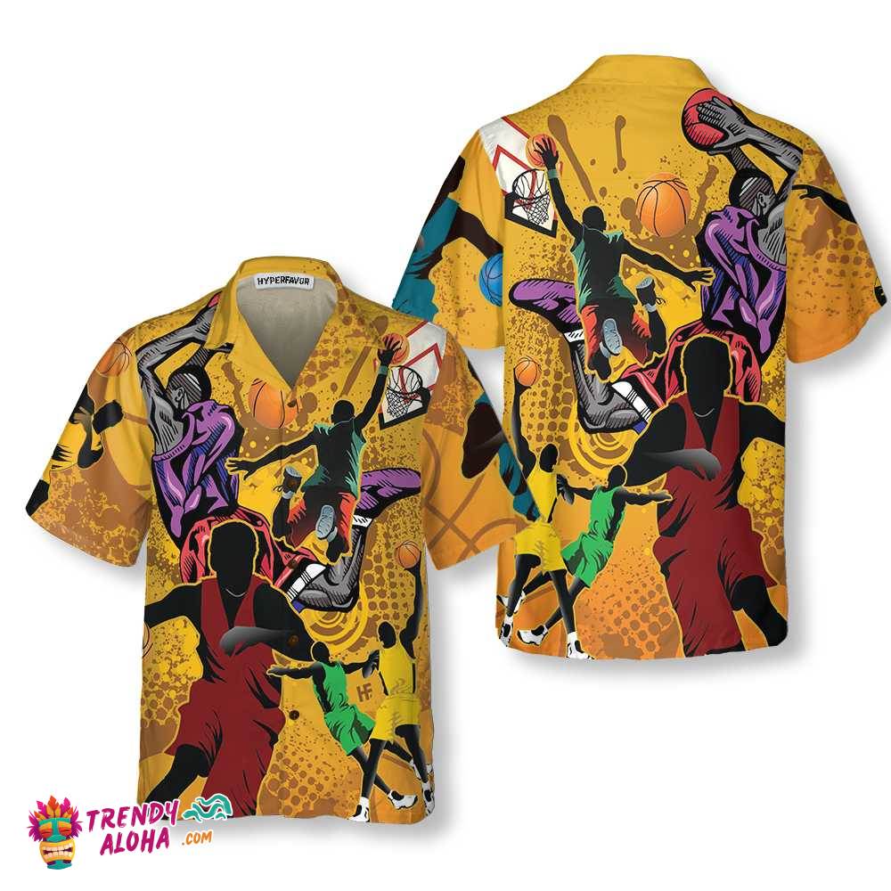 Basketball Players Hawaiian Shirt, Button Up Basketball Shirt For Men & Women, Cool Basketball Gift