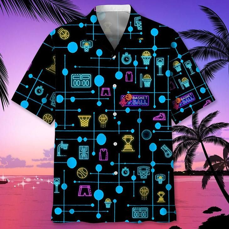 Basketball Set Neon Trendy Hawaiian Shirt For
