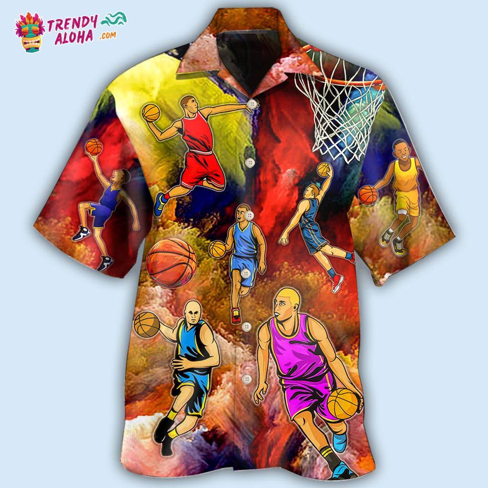 Basketball Style Colorful Hawaiian Shirt – Trendy Aloha