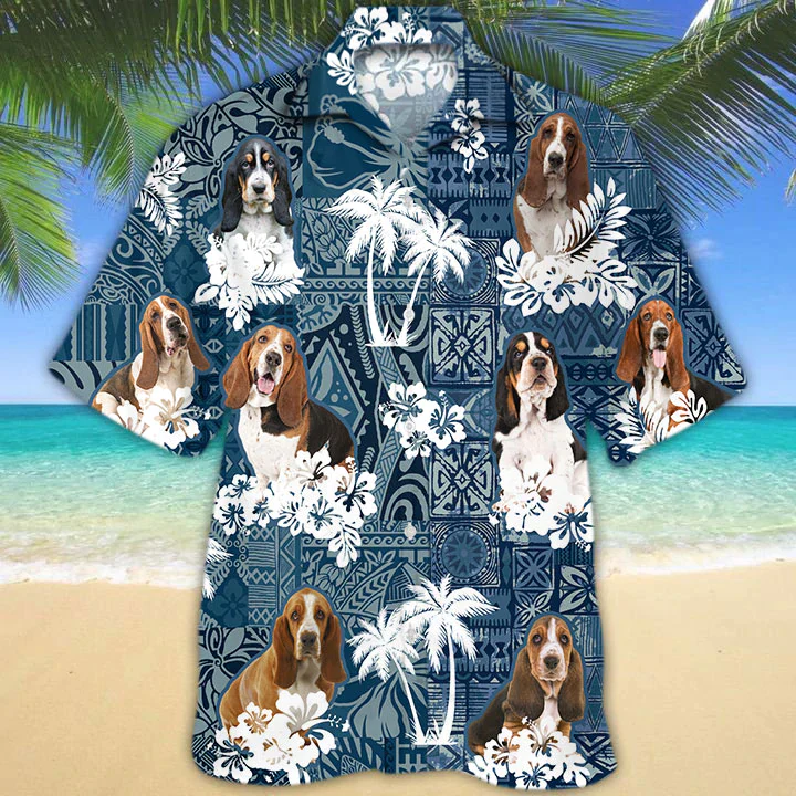 Basset Hound Aloha Hawaiian Shirt for Dog Enthusiasts