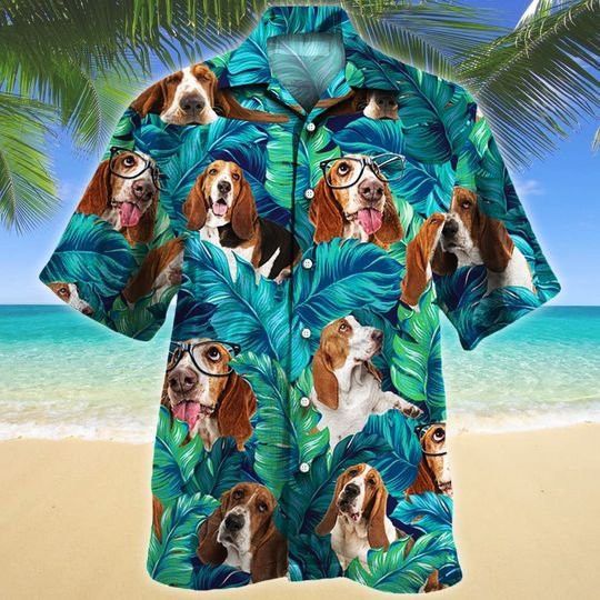 Basset Hound Dog Lovers Hawaiian Style For Summertime All Printed 3D Hawaiian Shirt