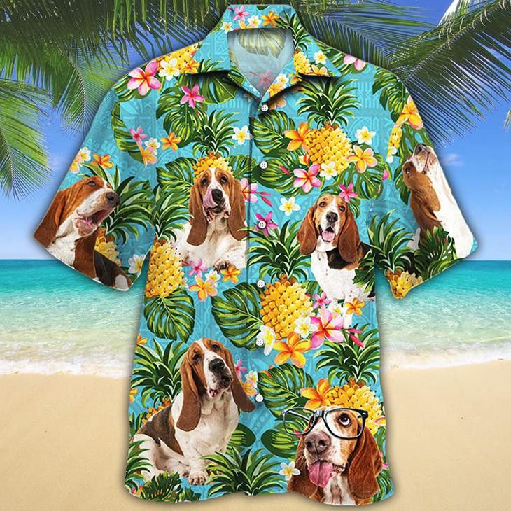 Basset Hound Dog Pineapple Hawaiian Shirt For
