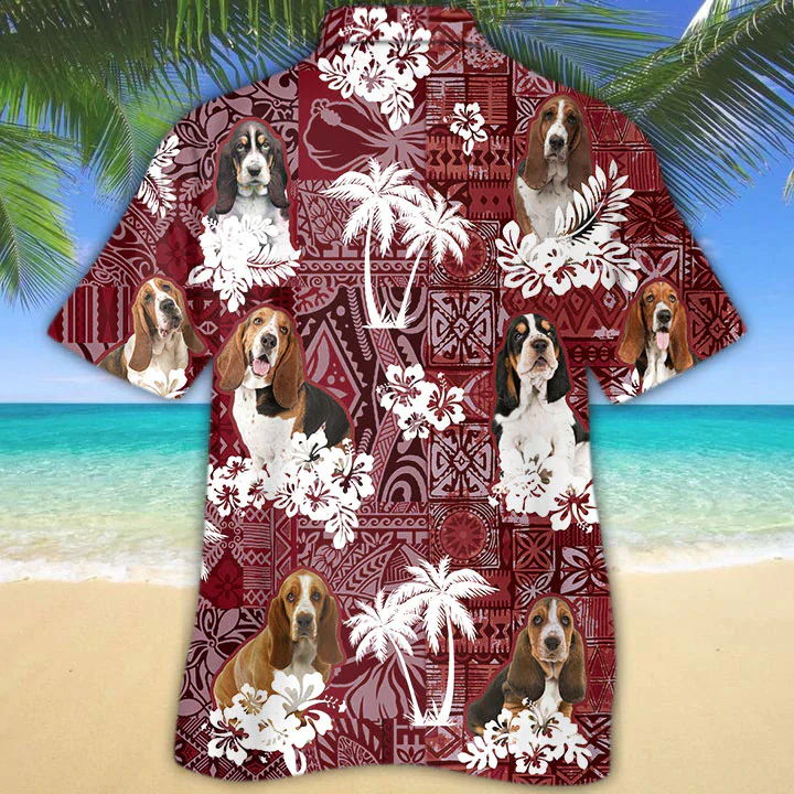 Basset Hound Red Trendy Hawaiian Shirt, Trendy Hawaiian Shirt For Men, Women, Aloha Shirt For Summer