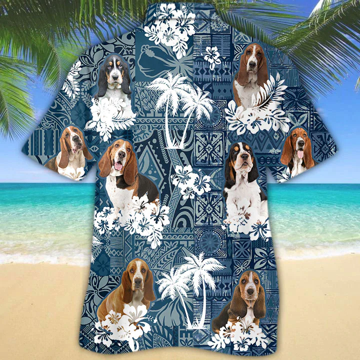 Basset Hound Trendy Hawaiian Shirt, Dog Trendy Hawaiian Shirt Men Women, Short Sleeve Hawaiian Aloha Shirt