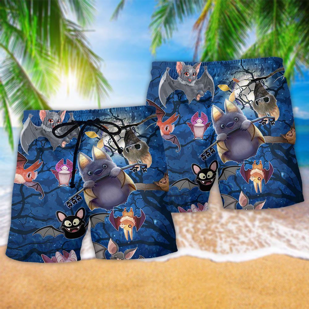 Bat Animals Cute Bats Of The Night Trendy Aloha Hawaiian Beach Shorts