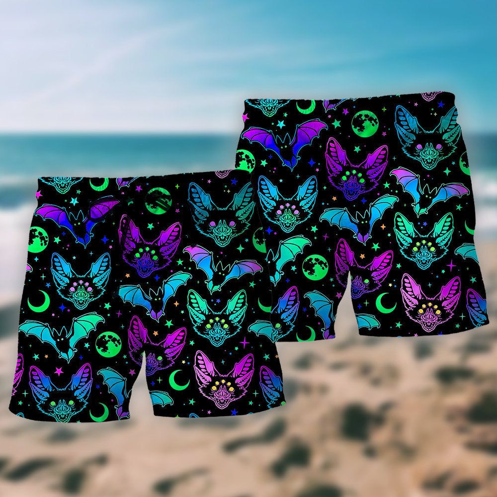 Bat Neon Magic Style Trendy Aloha Hawaiian Beach Shorts