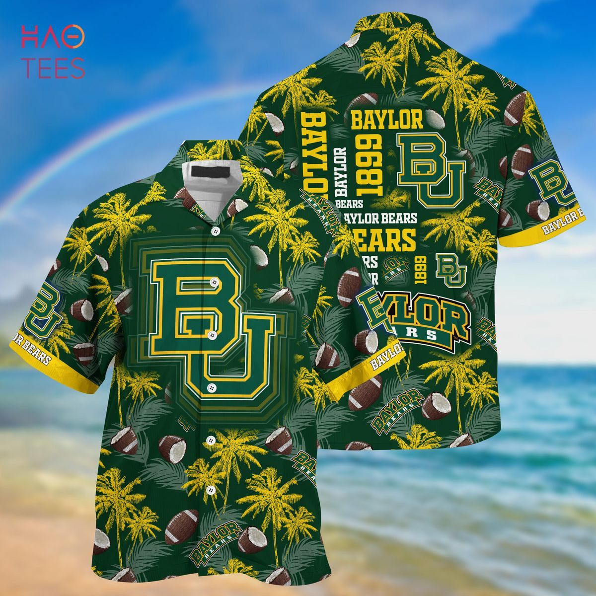 Baylor Bears College Theme on Aloha Hawaiian Shirt