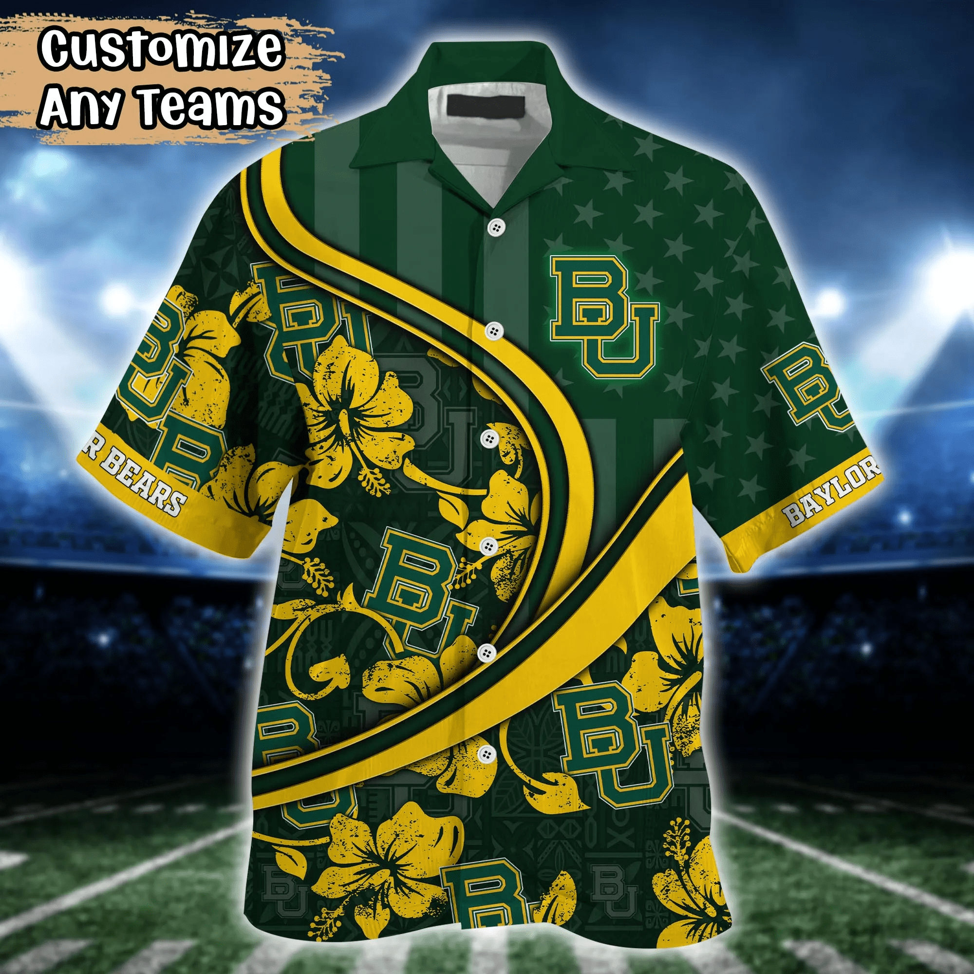 Baylor Bears NCAA Us Flag Hawaiian Shirt Custom Summer Aloha Shirt
