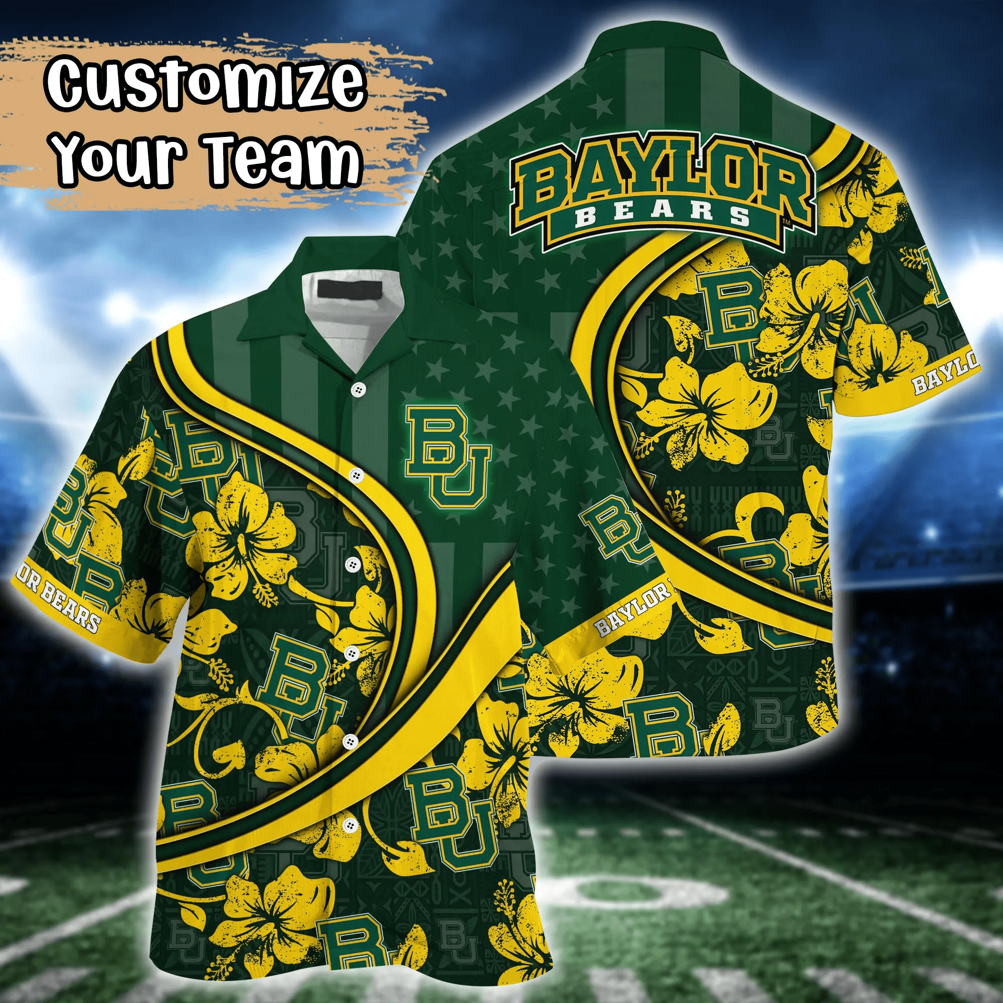 Baylor Bears NCAA Us Flag Hawaiian Shirt Custom Summer Aloha Shirt Baylor Bears NCAA Us Flag Hawaiian Shirt Custom Summer Aloha Shirt