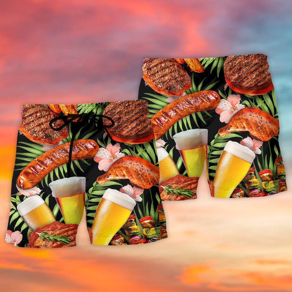 Bbq Beer Delicious Style Trendy Aloha Hawaiian Beach Shorts
