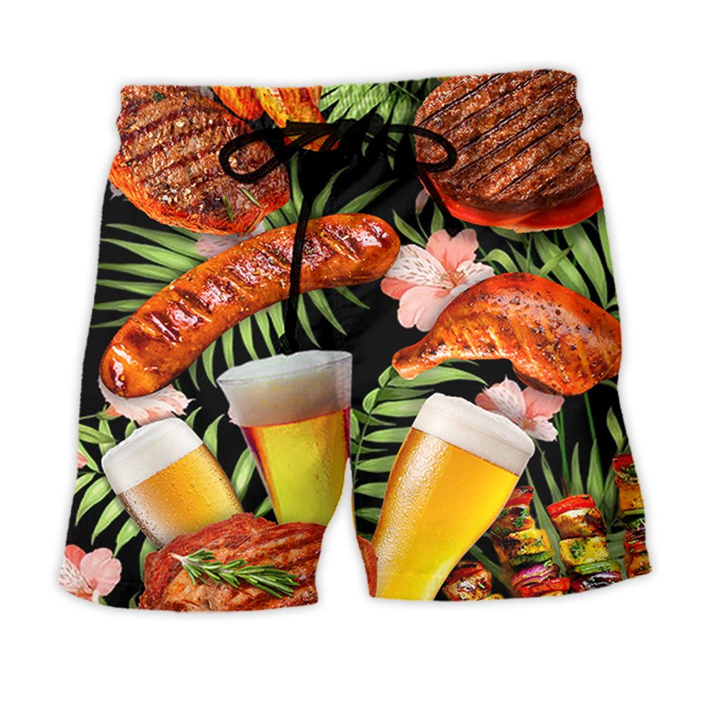 Bbq Beer Delicious Style Trendy Aloha Hawaiian Beach Shorts