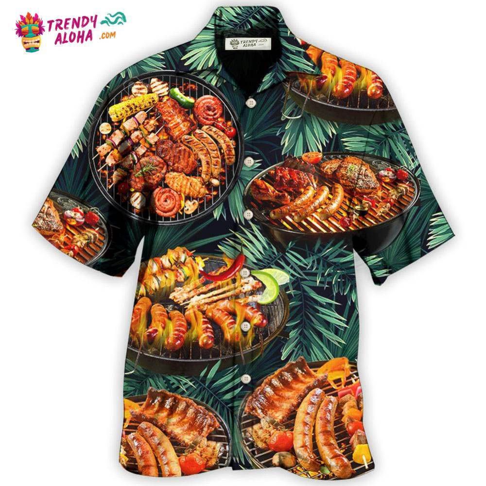 Bbq Grilled Tropical Leaf Style Hawaiian Shirt – Trendy Aloha Bbq Grilled Tropical Leaf Style Hawaiian Shirt – Trendy Aloha