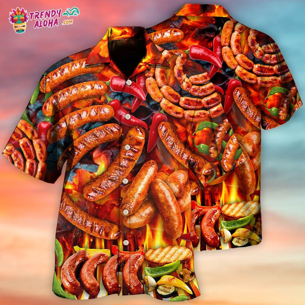 Bbq Hot Grilled Sausage Style Hawaiian Shirt Trendy Aloha Trendy Aloha