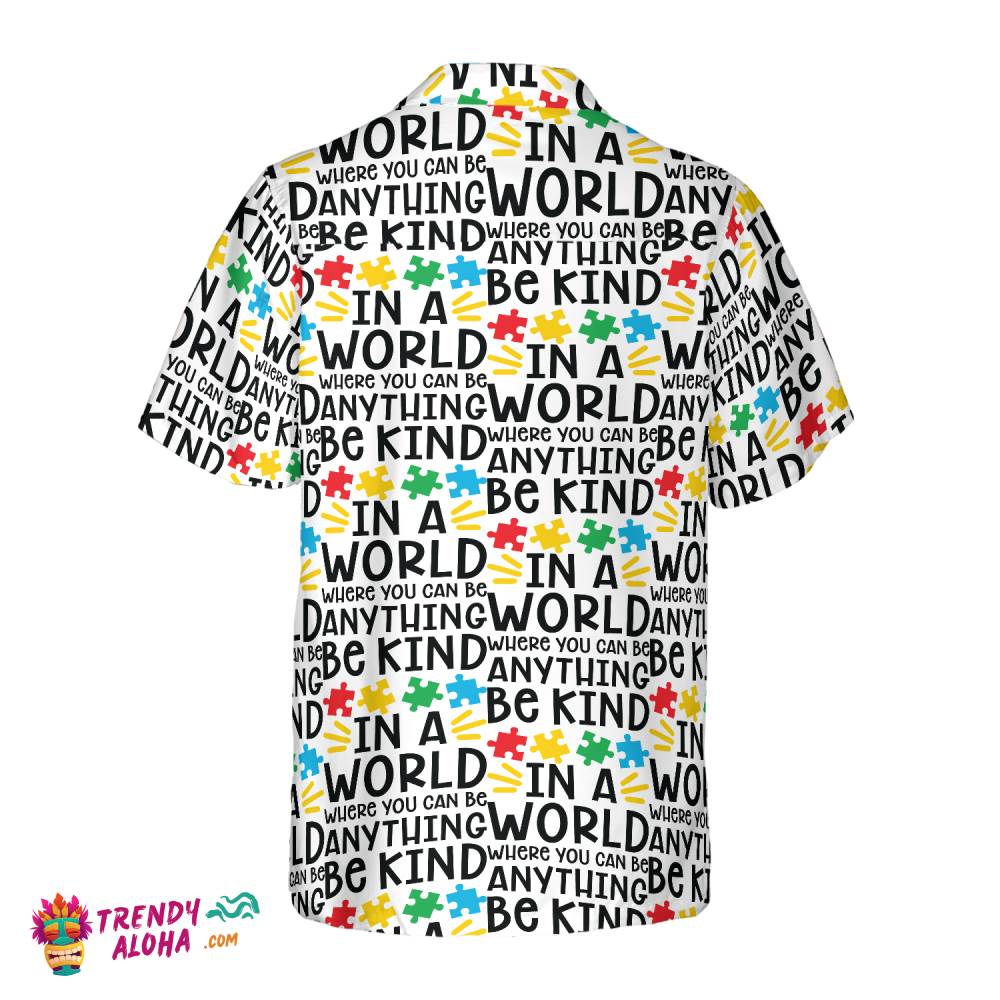 Be Kind Autism Multicolor Puzzle Hawaiian Shirt