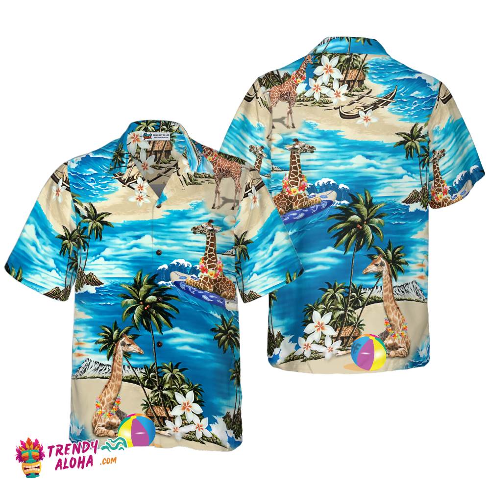Beach Hawaii Giraffe Hawaiian Shirt Beach Hawaii Giraffe Hawaiian Shirt