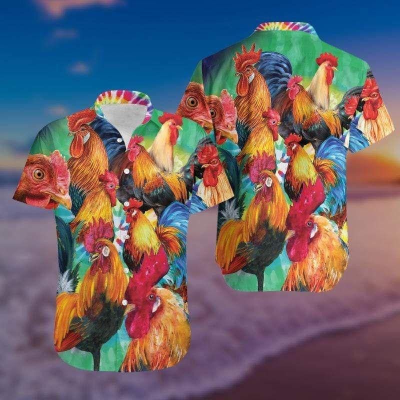 Beach Shirt Buy Hawaiian Aloha Shirts Corlorful Roosters, Chicken Lover Trendy Hawaiian Shirt For Summer Gifts