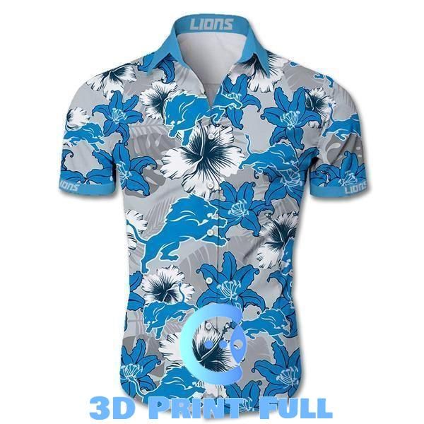 Beach Shirt Detroit Lions Hawaiian Shirt Tropical Flower Short Sleeve Slim Fit Body Beach Shirt Detroit Lions Hawaiian Shirt Tropical Flower Short Sleeve Slim Fit Body