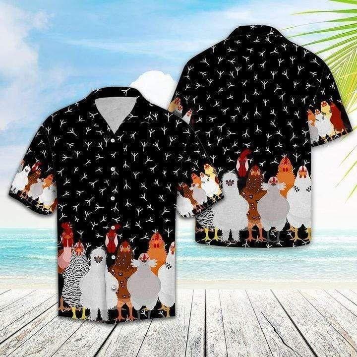 Beach Shirt Find Cute Chickens Black Hawaiian Aloha Shirts, Chicken Lover Trendy Hawaiian Shirt For Summer Gifts Beach Shirt Find Cute Chickens Black Hawaiian Aloha Shirts, Chicken Lover Trendy Hawaiian Shirt For Summer Gifts