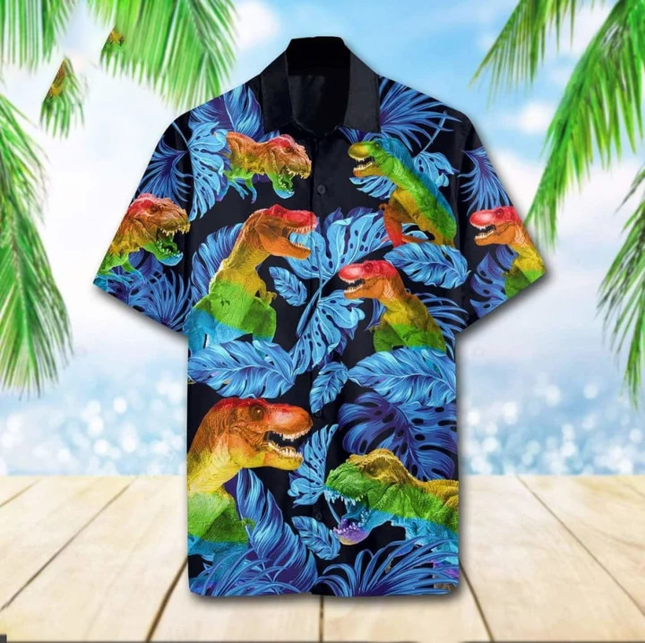 Beach Shirt Hawaiians Lgbt T-Rex, Hawaii Shirt , Hawaiian Shirt