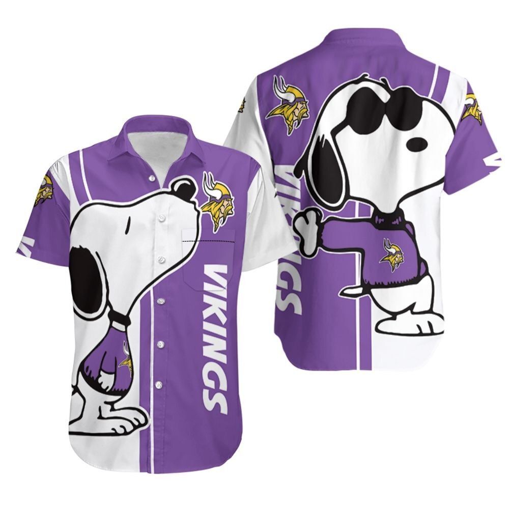 Beach Shirt Minnesota Vikings Snoopy Lover All Over Print Printed Hawaiian Shirt