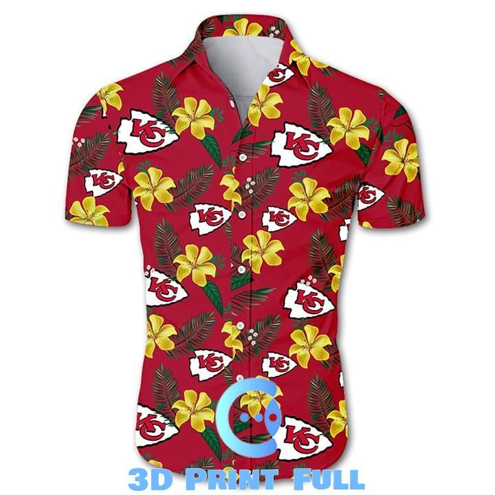 Beach Shirt NFL Kansas City Chiefs Tropical Flower Hawaiian Shirt