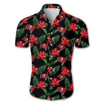 Beach Shirt Tampa Bay Buccaneers Hawaiian All Over Print Shirt Floral Button Up Slim Fit Body- NFL