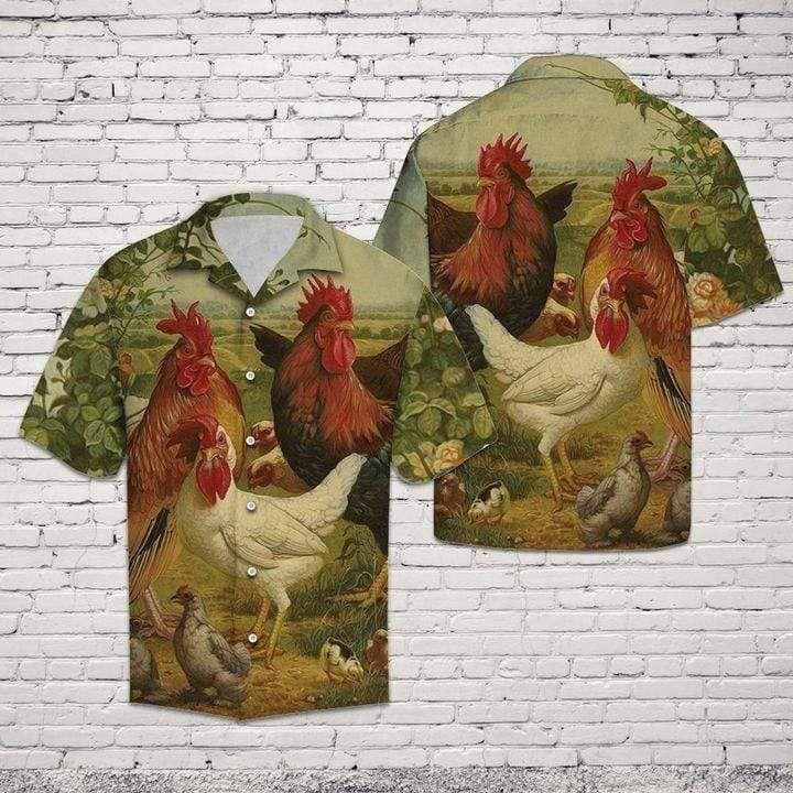 Beach Shirt Vintage Chicken On Farm Trendy Hawaiian Shirts, Chicken Lover Trendy Hawaiian Shirt For Summer Gifts Beach Shirt Vintage Chicken On Farm Trendy Hawaiian Shirts, Chicken Lover Trendy Hawaiian Shirt For Summer Gifts