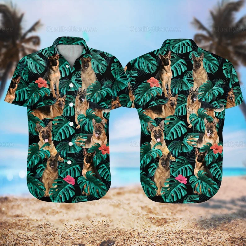 Beach Vacation German Shepherd Hawaiian Shirt