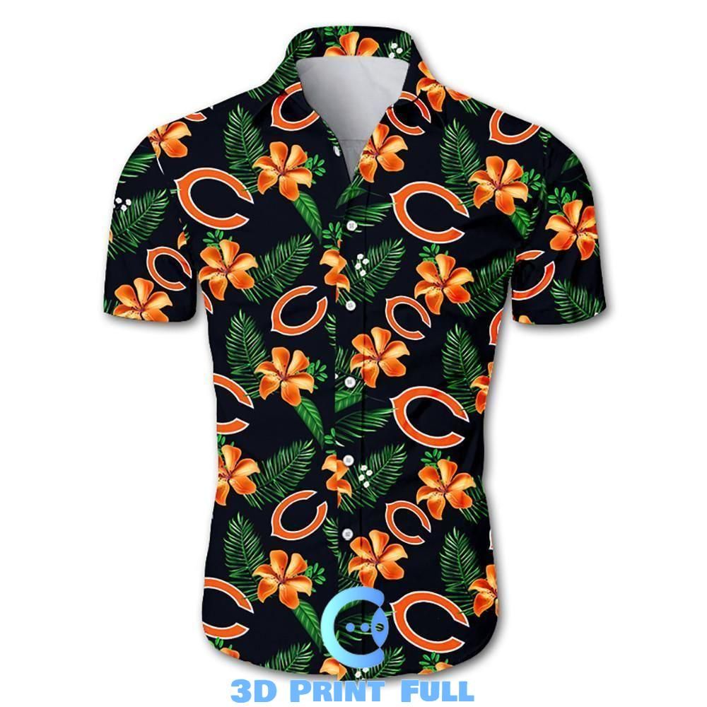 Beach Vibes: NFL Chicago Bears Tropical Flower Hawaiian Shirt in White