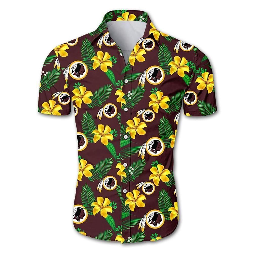 Beach Vibes: NFL Washington Football Team Tropical Flower Hawaiian Shirt in White