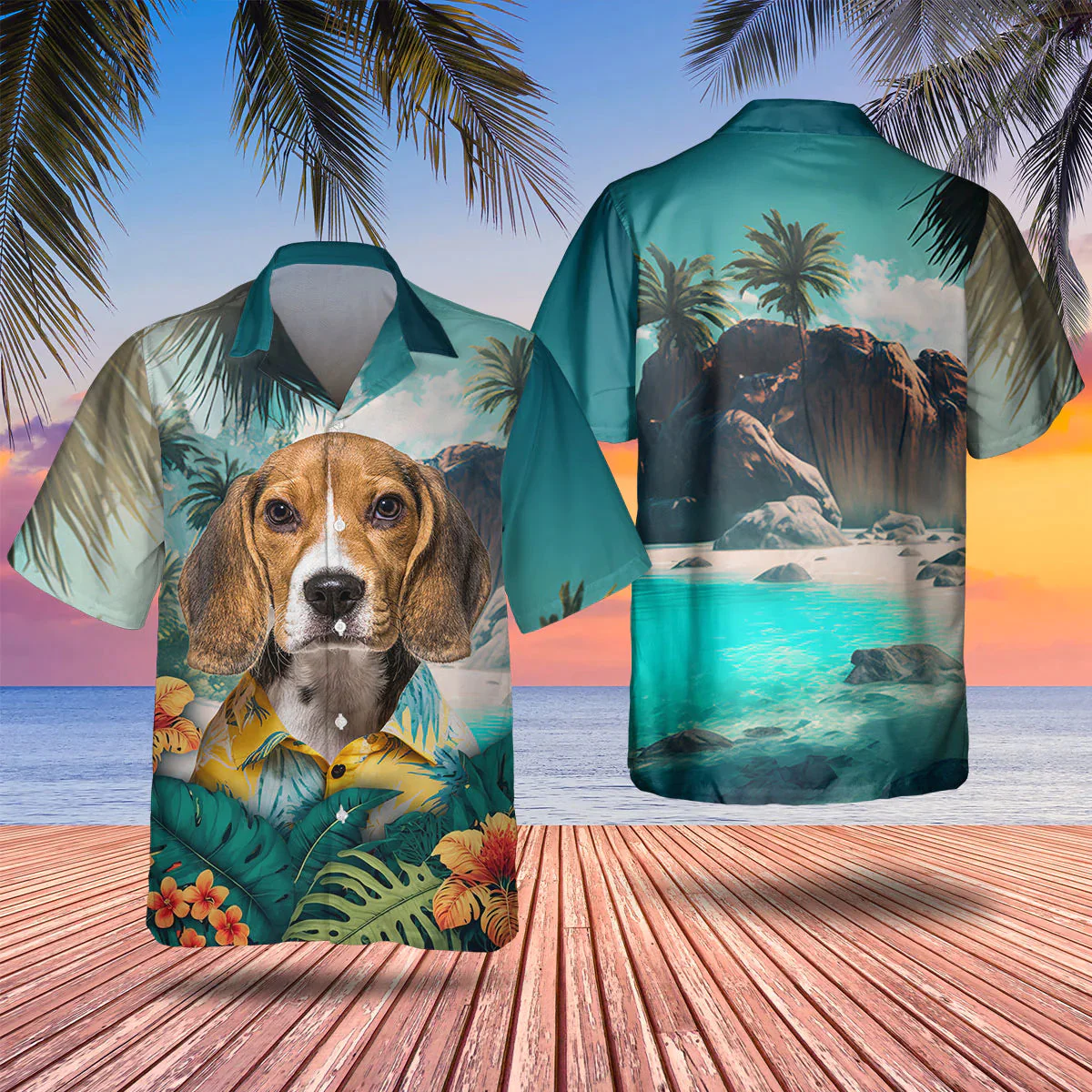 Beagle 3D Tropical Trendy Hawaiian Shirt New, Dog Trendy Hawaiian Shirt, Men’s Hawaii Shirt
