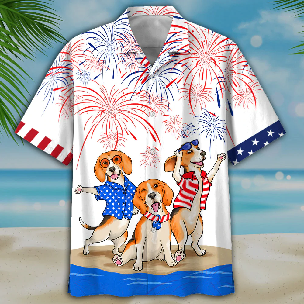 Beagle 4Th Of July Trendy Hawaiian Shirt- Independence Day Trendy Hawaiian Shirt, Usa Patriotic Trendy Hawaiian Shirt