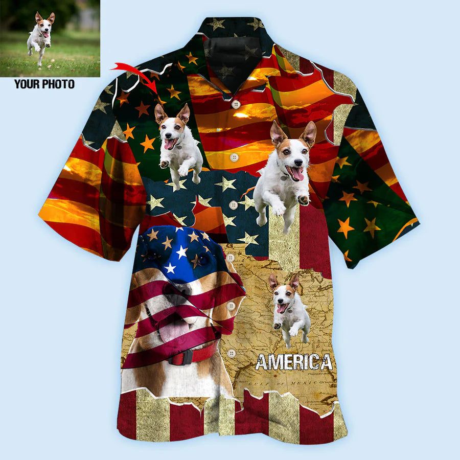 Beagle America Sunset Style Custom Photo Hawaiian Shirt
