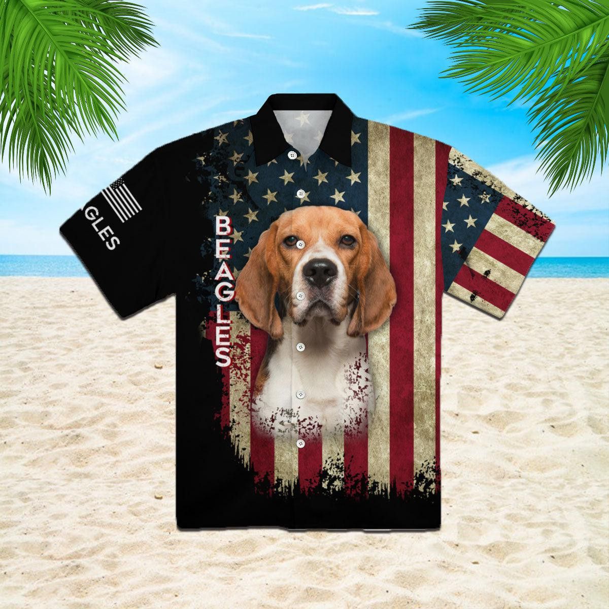 Beagle Dog American Flag Trendy Hawaiian Shirt