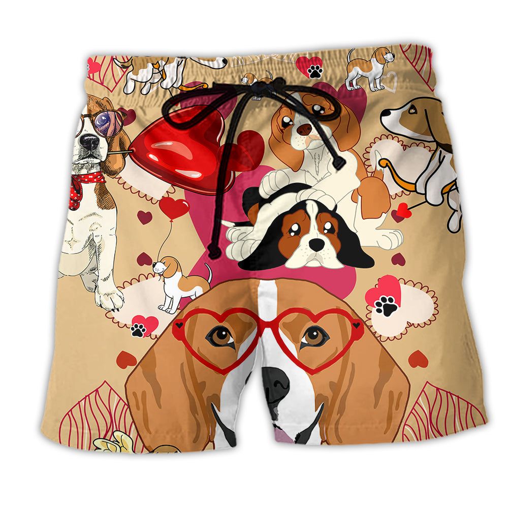 Beagle Dog And Women’s Day, Valentine Gift Love You Trendy Aloha Hawaiian Beach Shorts