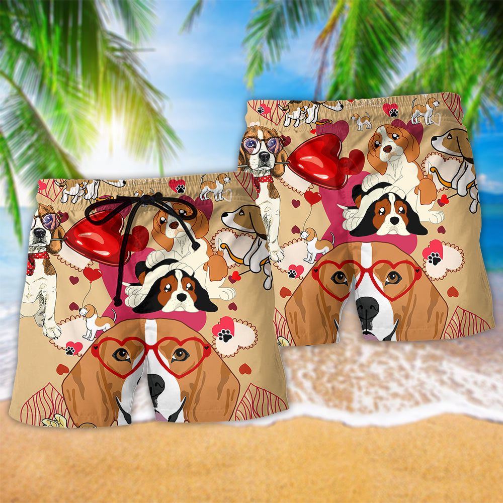 Beagle Dog And Women’s Day, Valentine Gift Love You Trendy Aloha Hawaiian Beach Shorts