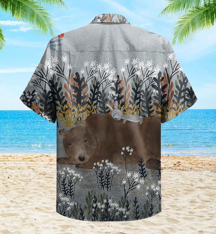 Bear And Bunny Brown Trendy Hawaiian Shirt 3D Summer Gifts