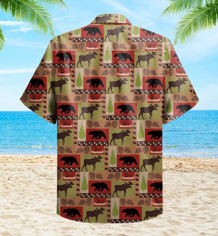 Bear And Deer Red Trendy Hawaiian Shirt 3D Summer Gifts
