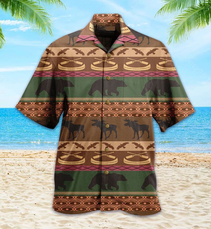 Bear And Moose Brown Hawaiian Shirt 3D Summer Gifts