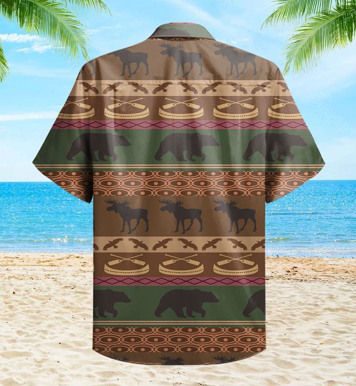 Bear And Moose Brown Trendy Hawaiian Shirt 3D Summer Gifts